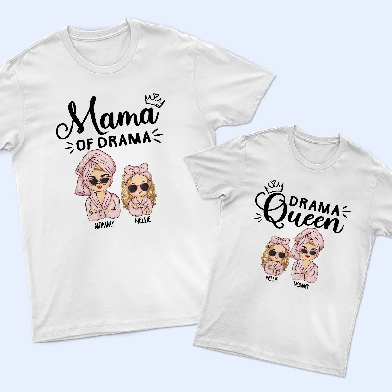 Mama Of Drama - Gift For Mother And Daughter - Personalized T Shirt Print Jacquard Patchwork Mama Of Drama - Gift For Mother And Daughter - Personalized T Shirt Print Jacquard Patchwork