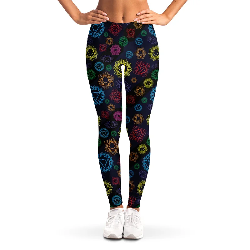 Colorful Seven Chakras Pattern Print Women's Leggings Comfortable Lounge Leggings