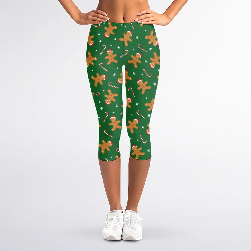 Christmas Gingerbread Pattern Print Women's Capri Leggings Stylish Camo Print Leggings Christmas Gingerbread Pattern Print Women's Capri Leggings Stylish Camo Print Leggings