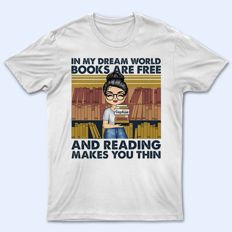 Reading Makes You Thin Chibi - Gift For Book Lovers - Personalized Custom T Shirt Basic T-Shirt Crew Neck Short Sleeve Reading Makes You Thin Chibi - Gift For Book Lovers - Personalized Custom T Shirt Basic T-Shirt Crew Neck Short Sleeve