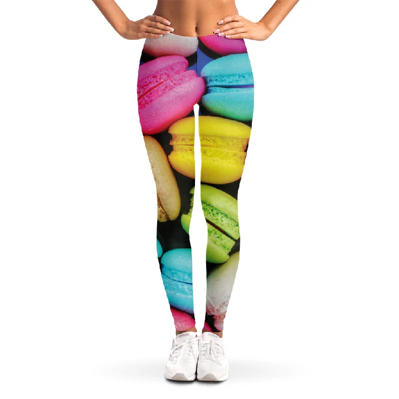 Colorful Macarons Print Women's Leggings Fashionable High-Rise Workout Leggings