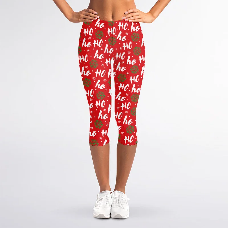 Christmas Hohoho Santa Claus Laugh Print Women's Capri Leggings Trendy Color Block Leggings Christmas Hohoho Santa Claus Laugh Print Women's Capri Leggings Trendy Color Block Leggings