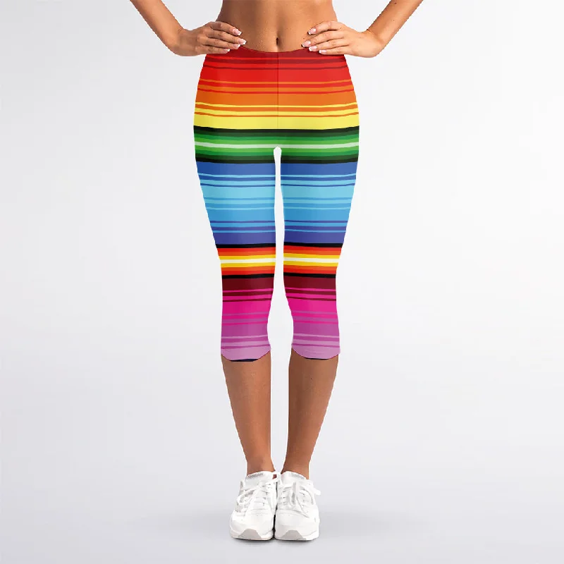 Cinco De Mayo Mexican Stripe Print Women's Capri Leggings Fashionable Plus-Size Activewear Cinco De Mayo Mexican Stripe Print Women's Capri Leggings Fashionable Plus-Size Activewear