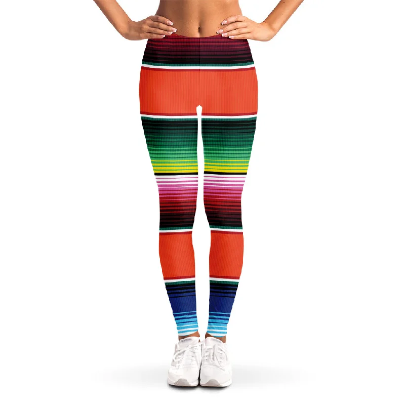 Colorful Serape Blanket Pattern Print Women's Leggings Trendy Mesh Leggings