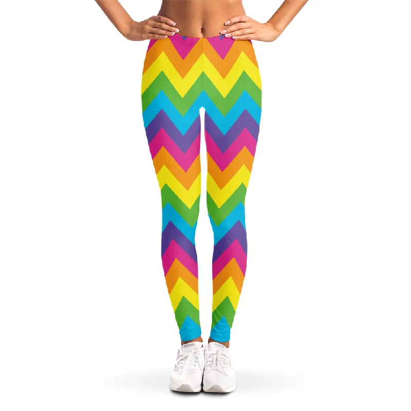 Colorful Zigzag Pattern Print Women's Leggings Trendy Sweat-Wicking Workout Leggings Colorful Zigzag Pattern Print Women's Leggings Trendy Sweat-Wicking Workout Leggings