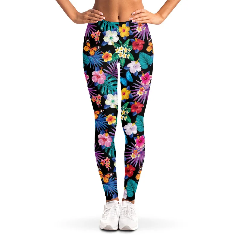 Colorful Tropical Jungle Hawaiian Print Women's Leggings Fashionable Stretchy Fit Leggings Colorful Tropical Jungle Hawaiian Print Women's Leggings Fashionable Stretchy Fit Leggings