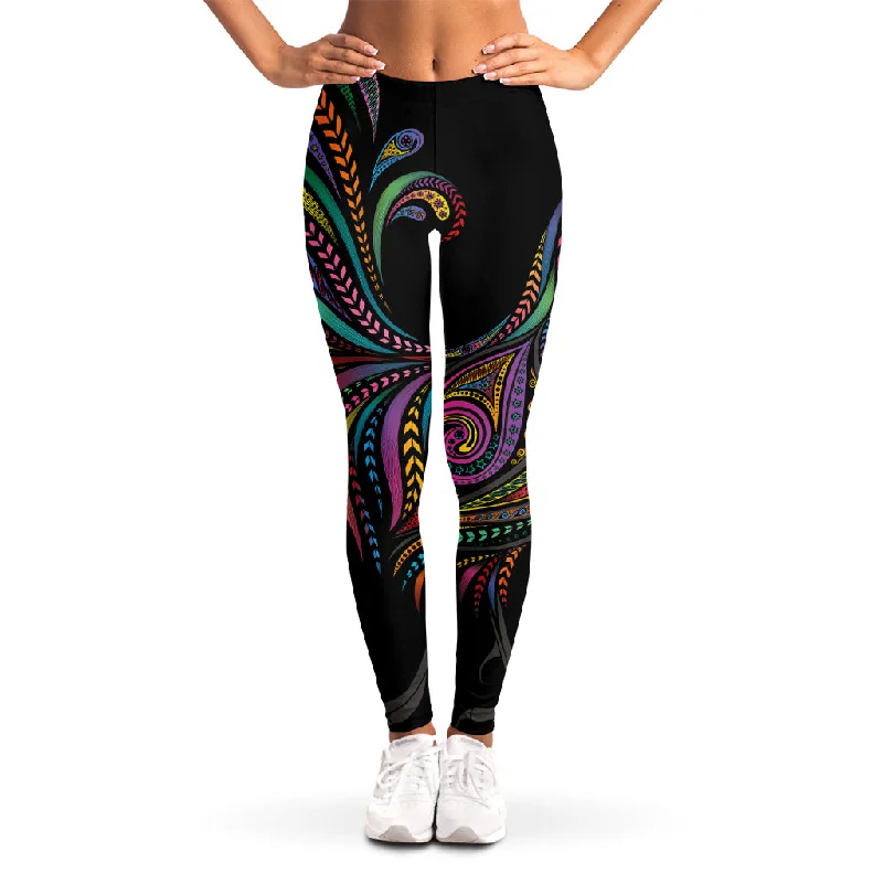 Colorful Rooster Print Women's Leggings Stylish Patterned Active Leggings