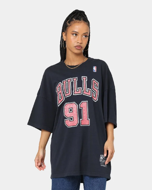 Mitchell & Ness Chicago Bulls Name & Number Oversized T-Shirt Faded Black Houndstooth Herringbone Solid Mitchell & Ness Chicago Bulls Name & Number Oversized T-Shirt Faded Black Houndstooth Herringbone Solid