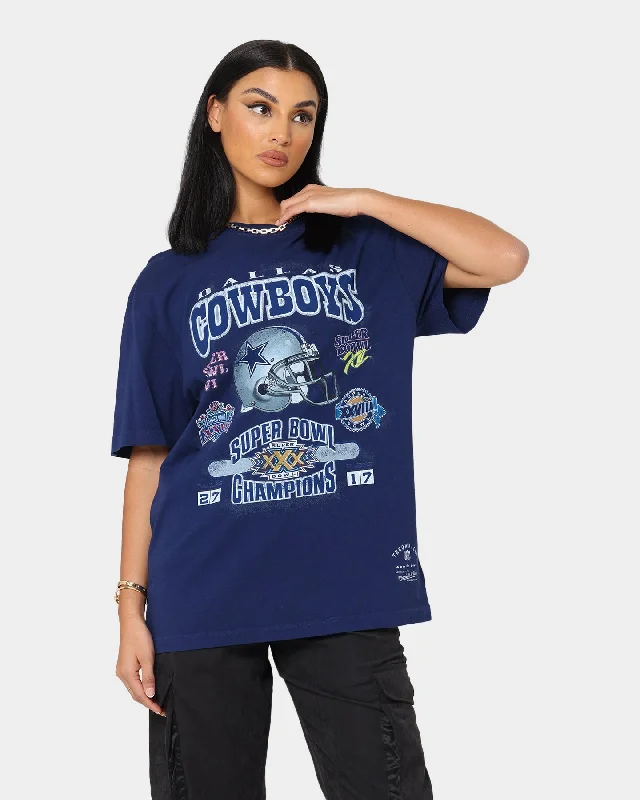 Mitchell & Ness Dallas Cowboys 5 Time Super Bowl Champions T-Shirt Faded Navy Wool Fabric Cashmere Fabric Tweed Fabric Mitchell & Ness Dallas Cowboys 5 Time Super Bowl Champions T-Shirt Faded Navy Wool Fabric Cashmere Fabric Tweed Fabric