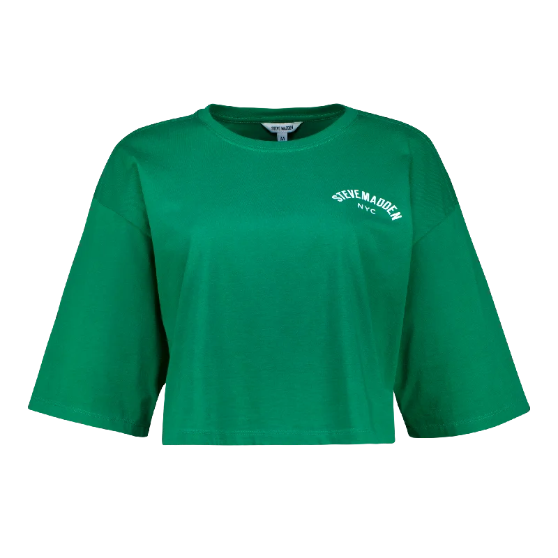 STELLA EMERALD OVERSIZED CROPPED LOGO T-SHIRT Lace Blend Ribbed Blend Corduroy Blend