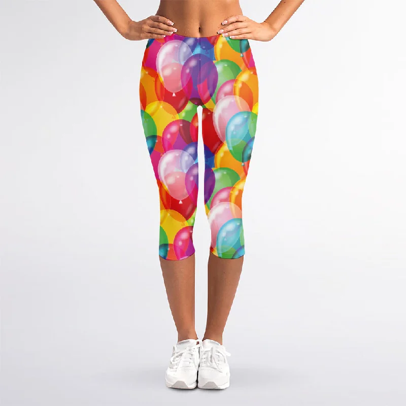 Colorful Balloon Pattern Print Women's Capri Leggings Comfortable Compression Leggings Colorful Balloon Pattern Print Women's Capri Leggings Comfortable Compression Leggings