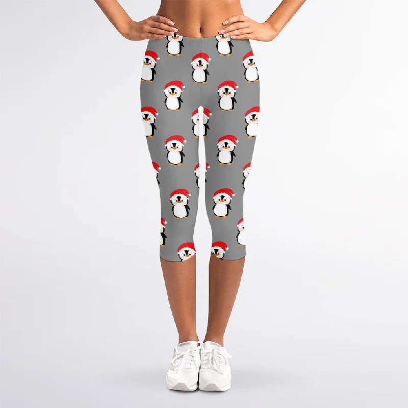 Christmas Santa Penguin Pattern Print Women's Capri Leggings Comfortable Ribbed Sports Leggings Christmas Santa Penguin Pattern Print Women's Capri Leggings Comfortable Ribbed Sports Leggings