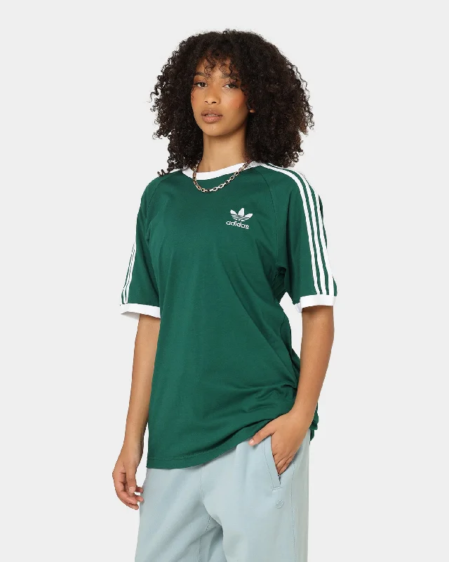 Adidas Adicolor Classic 3-Stripes T-Shirt Collegiate Green Welt Pockets Slit Pockets