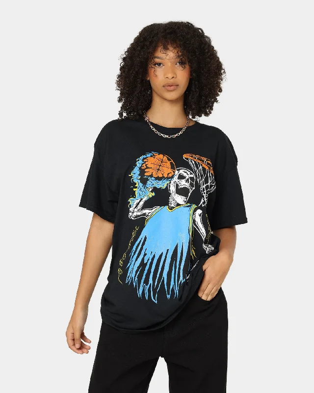 Goat Crew Playoff Skeleton T-Shirt Black/Blue Embroidered Appliqued Beaded