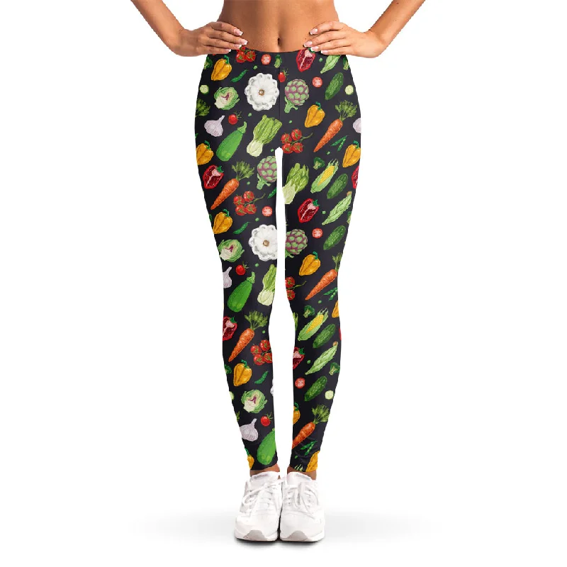 Colorful Vegetable Pattern Print Women's Leggings Stylish Colorful Activewear Leggings Colorful Vegetable Pattern Print Women's Leggings Stylish Colorful Activewear Leggings