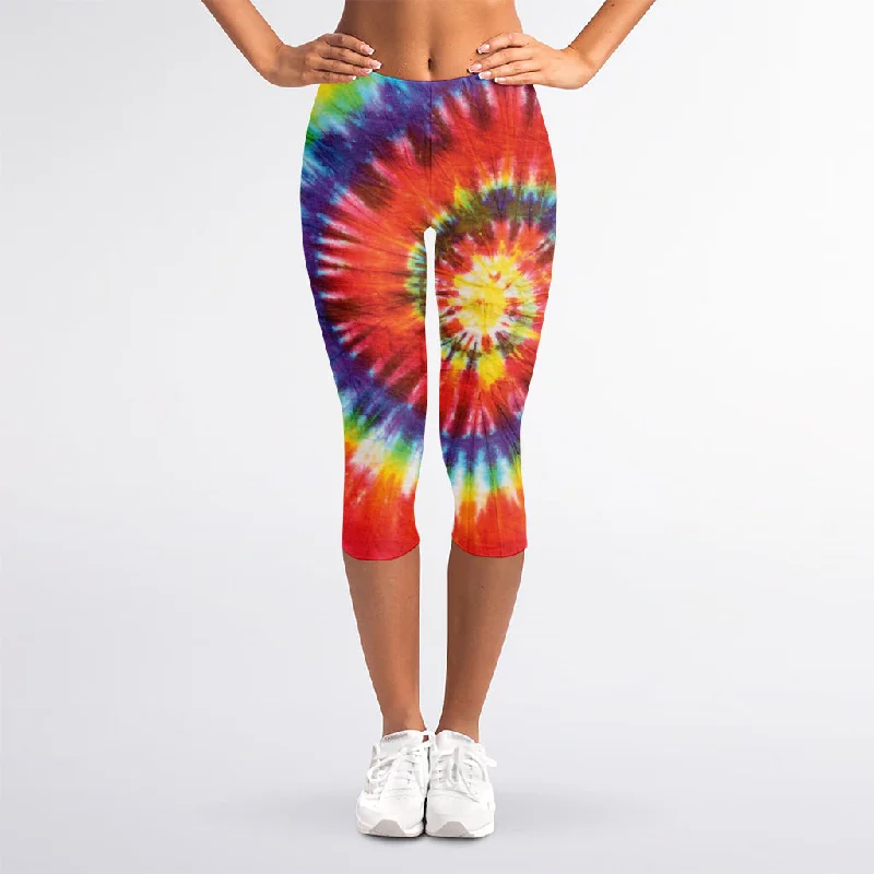 Colorful Hippie Tie Dye Print Women's Capri Leggings Comfortable Capri-Length Leggings Colorful Hippie Tie Dye Print Women's Capri Leggings Comfortable Capri-Length Leggings