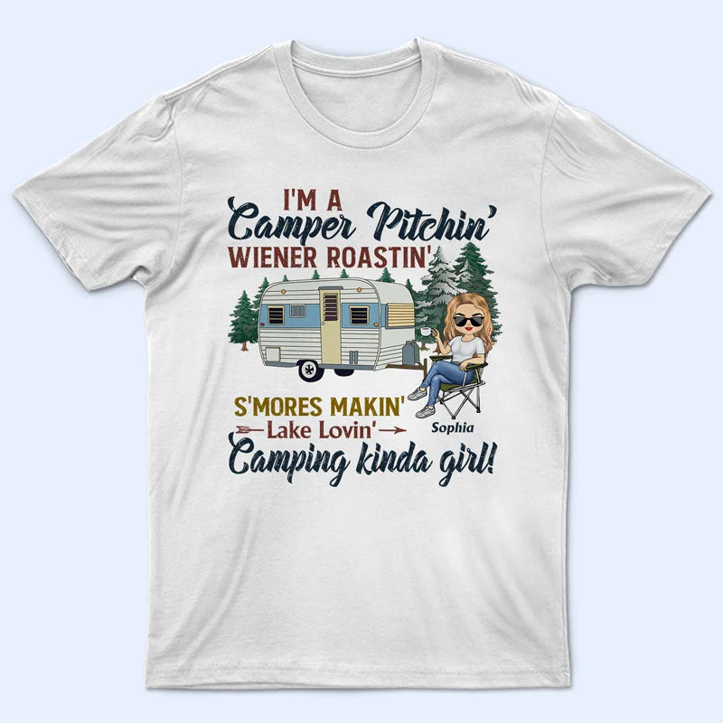 Camper Pitching Wiener Roasting Smore Making Lake Loving Camping Kind Of Girl - Personalized Custom T Shirt Real Fur Shearling Chenille Camper Pitching Wiener Roasting Smore Making Lake Loving Camping Kind Of Girl - Personalized Custom T Shirt Real Fur Shearling Chenille