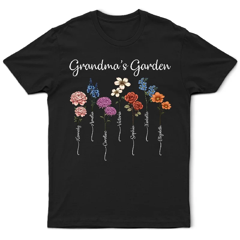Grandma's Garden Birth Flower Bouquet - Personalized T Shirt Modern Contemporary Chic Grandma's Garden Birth Flower Bouquet - Personalized T Shirt Modern Contemporary Chic