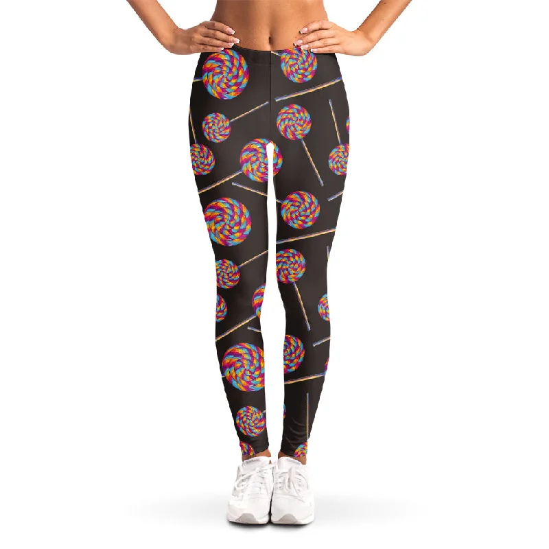 Colorful Swirl Lollipop Pattern Print Women's Leggings Cozy Mid-Rise Workout Leggings Colorful Swirl Lollipop Pattern Print Women's Leggings Cozy Mid-Rise Workout Leggings