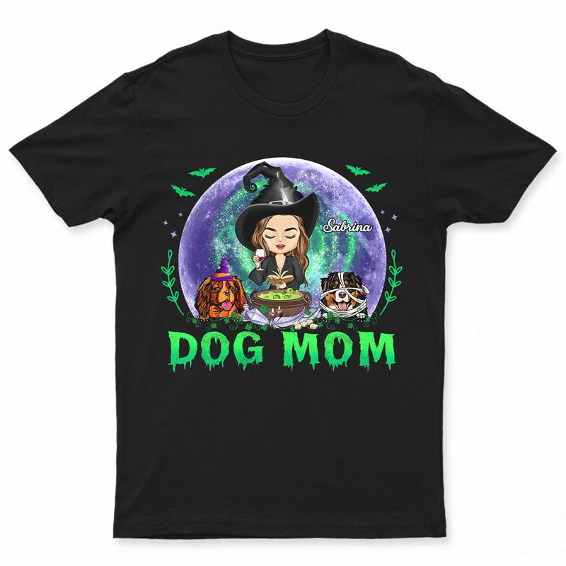 Dog Mom Witchy - Witch Gifts - Personalized Custom T Shirt Graphic T-Shirt Round Neck Polyester Dog Mom Witchy - Witch Gifts - Personalized Custom T Shirt Graphic T-Shirt Round Neck Polyester