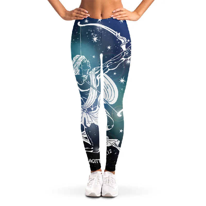 Constellation Of Sagittarius Print Women's Leggings Elegant Textured Leggings