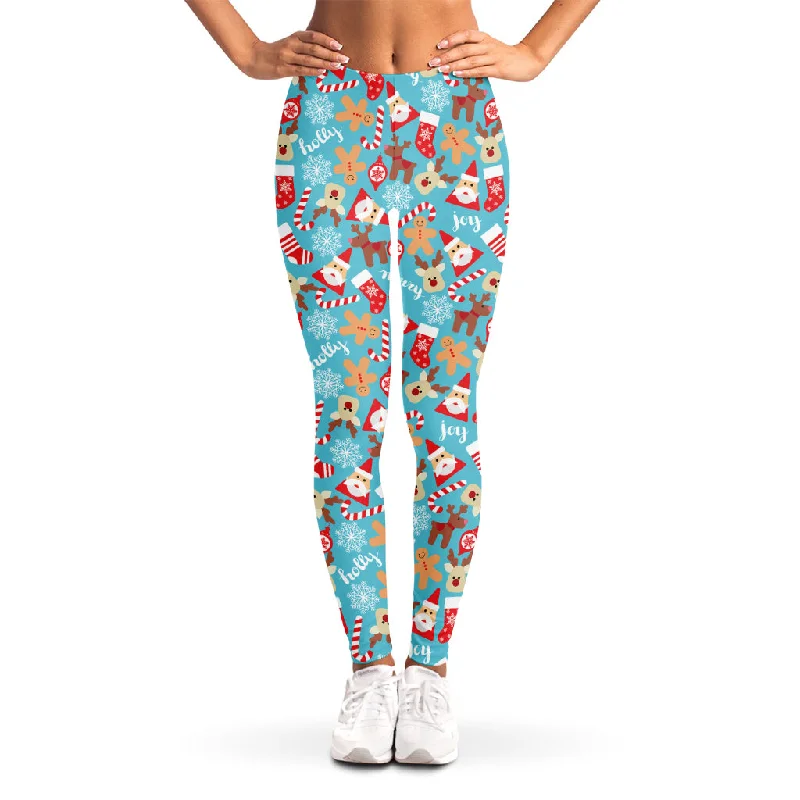 Cute Christmas Elements Pattern Print Women's Leggings Elegant Stretchy Faux Leather Leggings Cute Christmas Elements Pattern Print Women's Leggings Elegant Stretchy Faux Leather Leggings