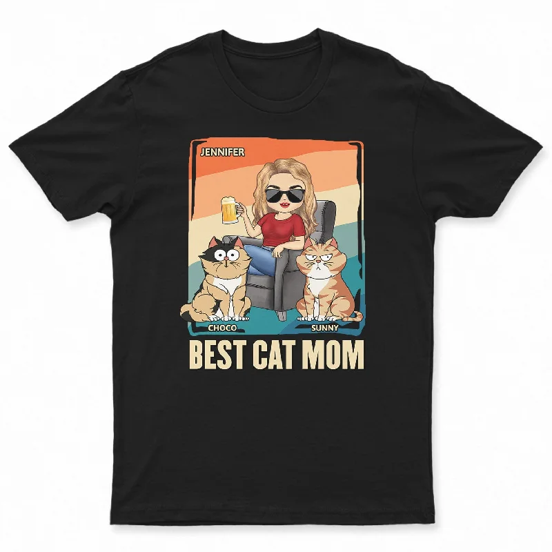 Best Cat Mom The Cat Mother - Birthday, Loving Gift For Cat Lovers - Personalized T Shirt Asymmetrical Pockets Print