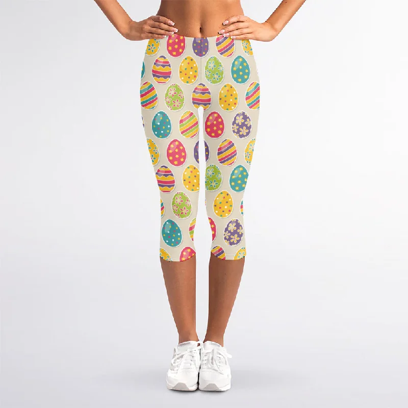 Colorful Cute Easter Eggs Pattern Print Women's Capri Leggings Elegant Animal Print Leggings Colorful Cute Easter Eggs Pattern Print Women's Capri Leggings Elegant Animal Print Leggings