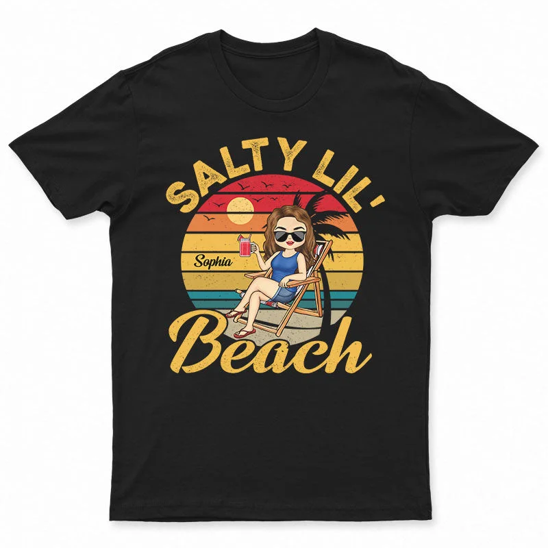 Salty Lil Beach Chibi Girl Retro - Gift For Women - Personalized Custom T Shirt V-Neck T-Shirt Long Sleeve Cotton Salty Lil Beach Chibi Girl Retro - Gift For Women - Personalized Custom T Shirt V-Neck T-Shirt Long Sleeve Cotton