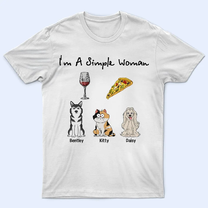 I'm A Simple Woman Funny Cartoon Dog Cat - Gift For Dog Lovers, Cat Lovers - Personalized T Shirt Cotton Fabric Linen Fabric Terry Fabric