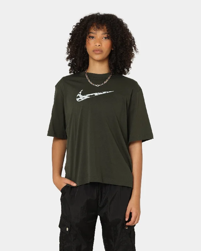 Nike Women's Sportswear Boxy Earth Day T-Shirt Sequoia/Summit Sequined Glittery Shiny