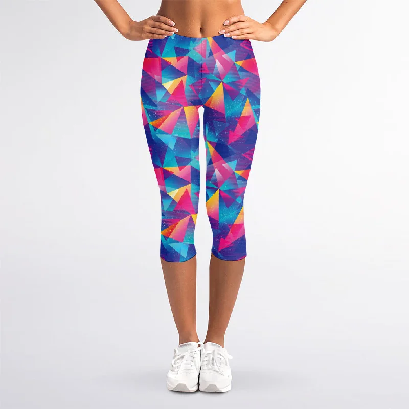 Colorful Geometric Mosaic Print Women's Capri Leggings Comfortable Cold Weather Leggings Colorful Geometric Mosaic Print Women's Capri Leggings Comfortable Cold Weather Leggings