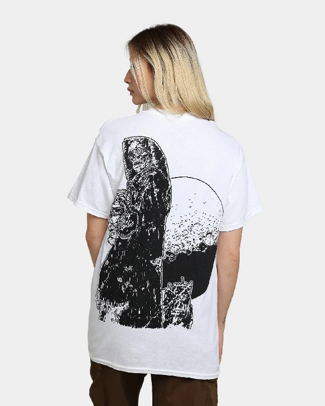 Rats Get Fat X Funeral French FF Reaper T-Shirt White Notch Collar Peter Pan Collar Cowl Neck Rats Get Fat X Funeral French FF Reaper T-Shirt White Notch Collar Peter Pan Collar Cowl Neck