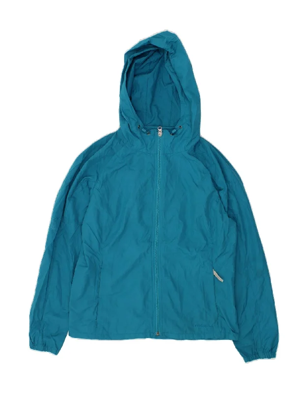 EDDIE BAUER Womens Hooded Rain Jacket UK 14 Medium Blue Polyester Notch Collar Peter Pan Collar Cowl Neck EDDIE BAUER Womens Hooded Rain Jacket UK 14 Medium Blue Polyester Notch Collar Peter Pan Collar Cowl Neck