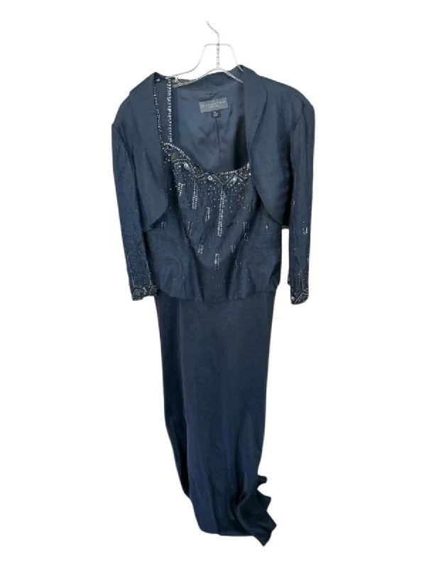 KM Collections Size 14 Navy Sleeveless Beaded Back Zip Jacket Gown Belted Jacket Elasticated Jacket Padded Jacket KM Collections Size 14 Navy Sleeveless Beaded Back Zip Jacket Gown Belted Jacket Elasticated Jacket Padded Jacket
