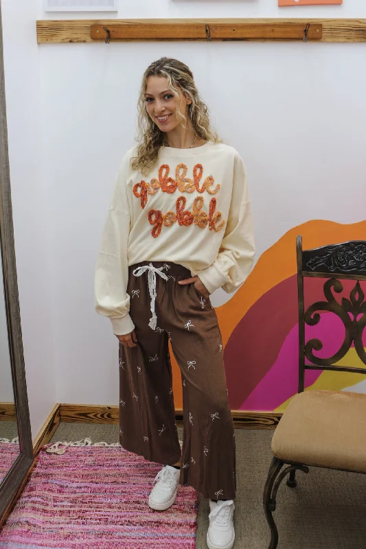 Needing Something More Brown Bow Pants High-Waist Jogger Pants