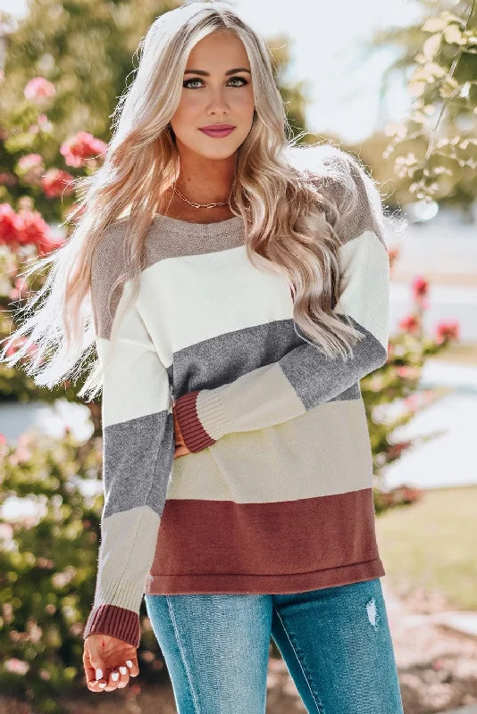 Striped Sweater with Pocket Terry Blend Velvet Blend Canvas Blend