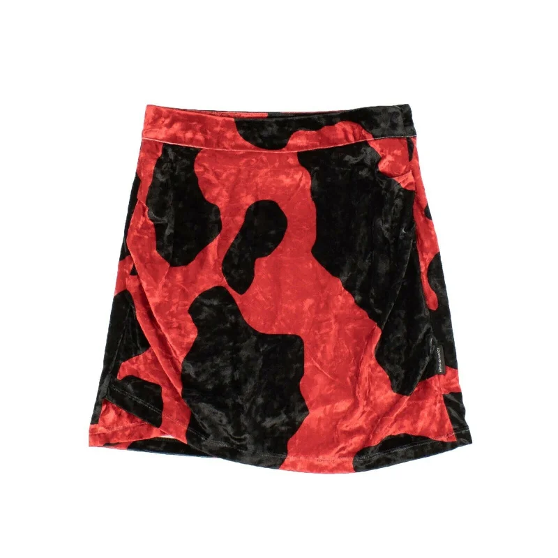 Marcelo Burlon Red & Black Velvet Ladybug Mini Skirt denim skirt classic