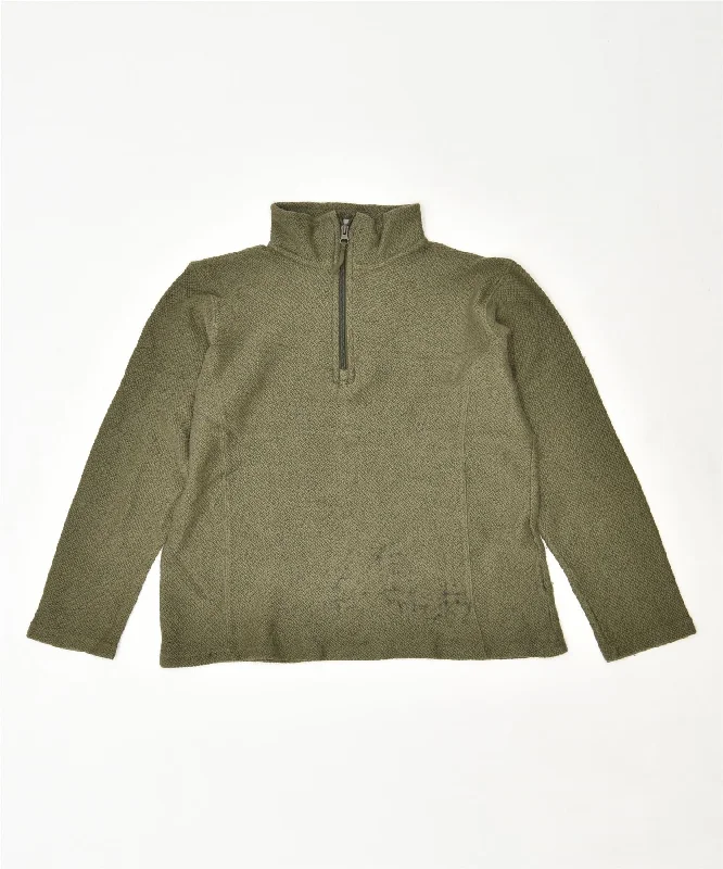 MOUNTAIN WAREHOUSE Womens Zip Neck Jumper Sweater UK 12 Medium Green Tailored Straight A-Line
