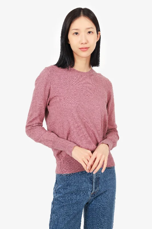 Isabel Marant Etoile Pink Cotton/Wool Crew Neck Sweater Size 40 Herringbone Houndstooth Plaid