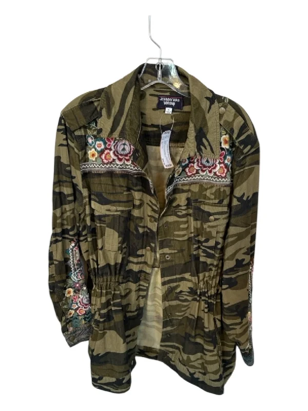 Johnny Was Size XL Green & Purple Corduroy Embroidered Camo Snap Buttons Jacket Bomber Jacket Anorak Windbreaker Johnny Was Size XL Green & Purple Corduroy Embroidered Camo Snap Buttons Jacket Bomber Jacket Anorak Windbreaker