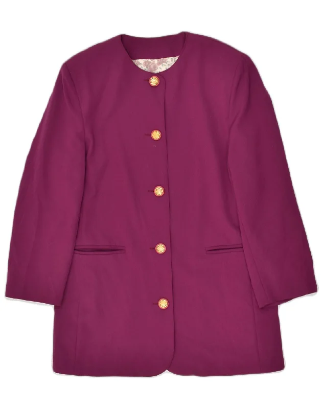 VINTAGE Womens 5 Button Blazer Jacket UK 16 Large Purple Polyester Stand-Up Collar Roll-Neck Collar Turtle Neck VINTAGE Womens 5 Button Blazer Jacket UK 16 Large Purple Polyester Stand-Up Collar Roll-Neck Collar Turtle Neck