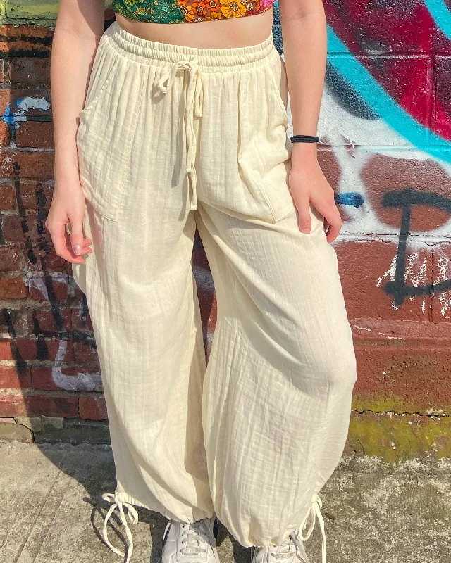Cream Adventure Cargo Pants Soft Stretch Leggings