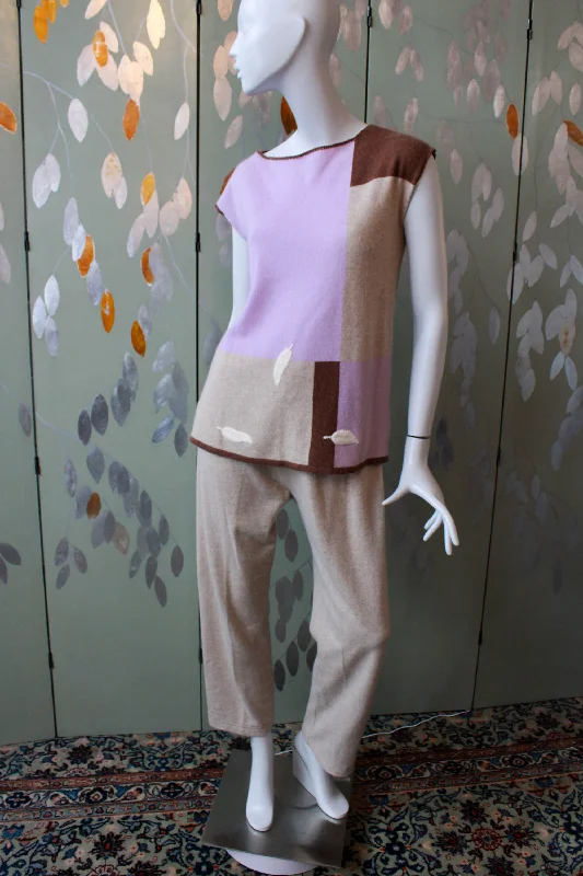 Vintage 1980s Neimann Marcus Cashmere Top and Pants Set, Large Warm Wool Trousers