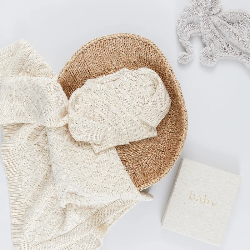 Baby Cuddle Blanket and Sweater Set - Cream Iron Safe Non-Iron Wrinkle Free