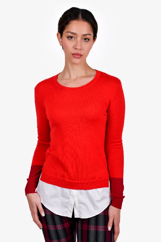 Altuzarra Red/White Wool Sweater Size XS Elasticated Padded Insulated
