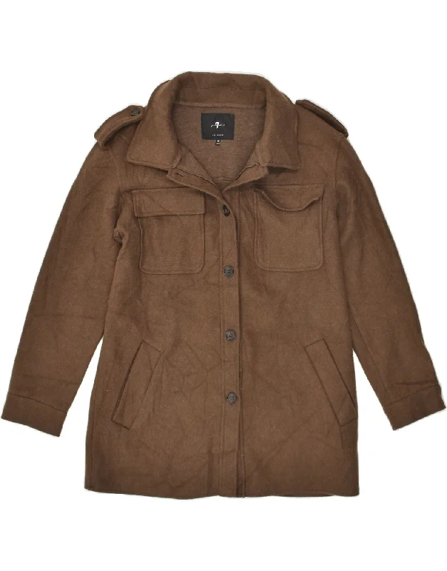 7 FOR ALL MANKIND Womens Utility Jacket UK 12 Medium Brown Notch Collar Jacket Peter Pan Collar Jacket Cowl Neck Jacket 7 FOR ALL MANKIND Womens Utility Jacket UK 12 Medium Brown Notch Collar Jacket Peter Pan Collar Jacket Cowl Neck Jacket