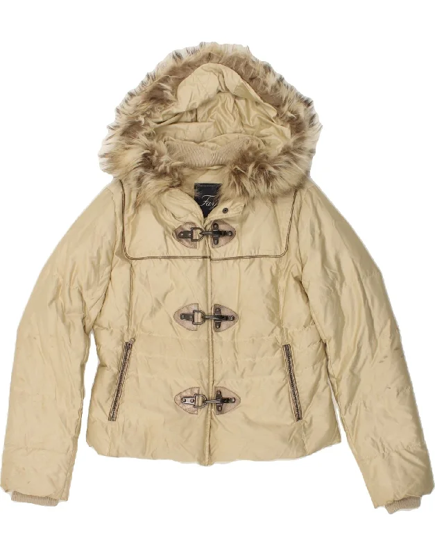 FAY Womens Hooded Padded Jacket UK 14 Medium Beige Quilted Jacket Puffer Jacket Insulated Jacket FAY Womens Hooded Padded Jacket UK 14 Medium Beige Quilted Jacket Puffer Jacket Insulated Jacket