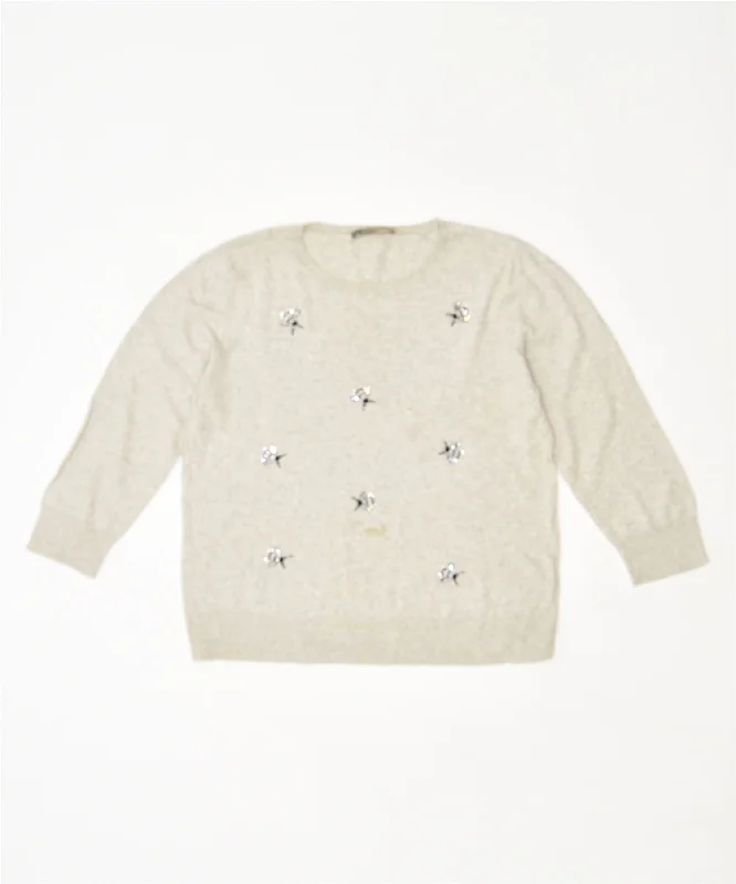 OASIS Womens Crew Neck Jumper Sweater UK 14 Medium Grey Cotton Vintage Jersey Fabric Tulle Fabric Batik Fabric