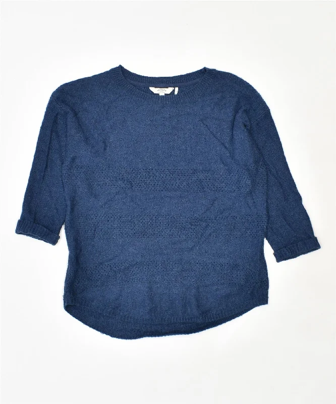 FAT FACE Womens Crew Neck Jumper Sweater US 10 Large Navy Blue Polyester Fleece Fabric Down Fabric Feather Fabric